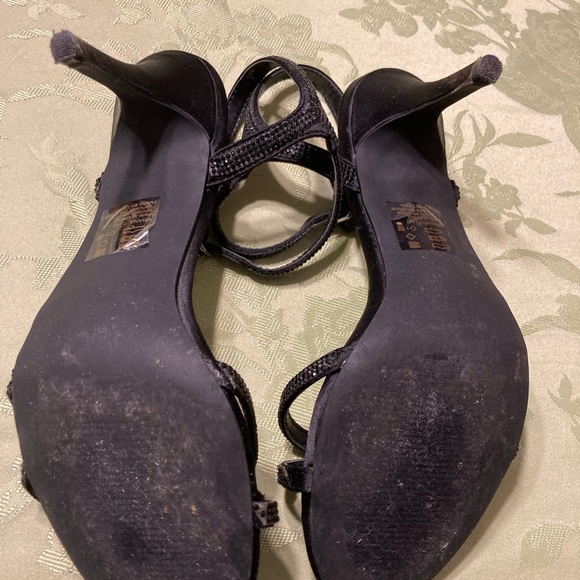 Black rhinestone strapped 3” heels, Sz 7 1/2 ladies - Picture 5 of 6